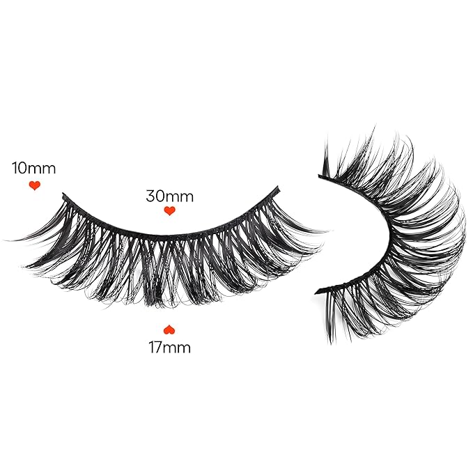 Onlyall Natural Lashes Wispy Lashes Natural Look False Eyelashes Natural Flared Eyelashes False Eye Lashes Soft Fluffy Lashes 7 Pairs Curl-02