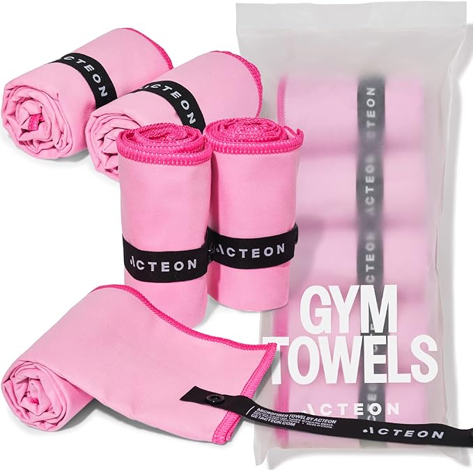 Acteon Microfiber Gym Towels 5 Pack – Quick Dry, Silver ION Odor-Free, Super Absorbent Sweat Towels for Women, Workout, Yoga, Tennis, Running, Swimming, Travel – 16x30.5 Inch (Lavender Rose)
