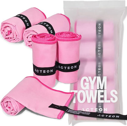 Acteon Microfiber Gym Towels 5 Pack – Quick Dry, Silver ION Odor-Free, Super Absorbent Sweat Towels for Women, Workout, Yoga, Tennis, Running, Swimming, Travel – 16x30.5 Inch (Lavender Rose)