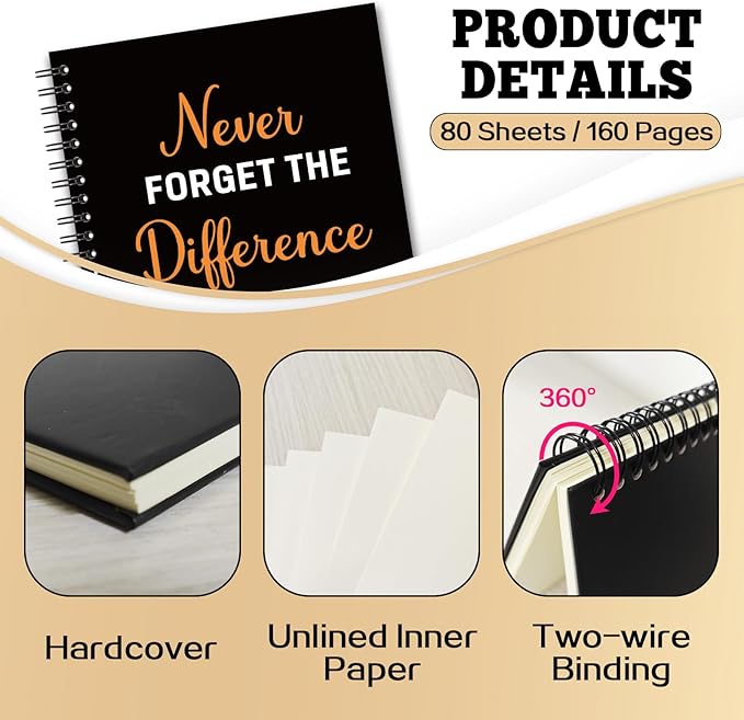 YAZMEEN Thank You Blank Spiral Notebook（160 Pages） Never Forget The Difference That You Make Hardcover Notebook Retirement Gifts for Boss Leader Funny Appreciation Gifts for Coworker Teacher Friend