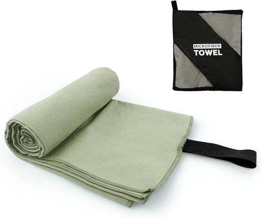 Swimming Pool Towel XL Size Microfiber Quick Dry Camping Hiking Beach Travel Body Towels (Army Green, 1 Pack XL)