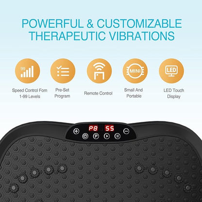 AXV Vibration Plate Exercise Machine Whole Body Workout Portable Mini Vibrate Fitness Platform Lymphatic Drainage Machine for Weight Loss Shaping Toning Wellness Home Gyms Workout (Mini)