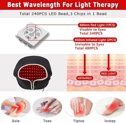 AOBOCO Infrared & Red Light Therapy Slippers - 240PCS LED Foot Pain Relief Deeper Therapy Device for Heel Toe Feet Instep as Present for Men & Women Home Use