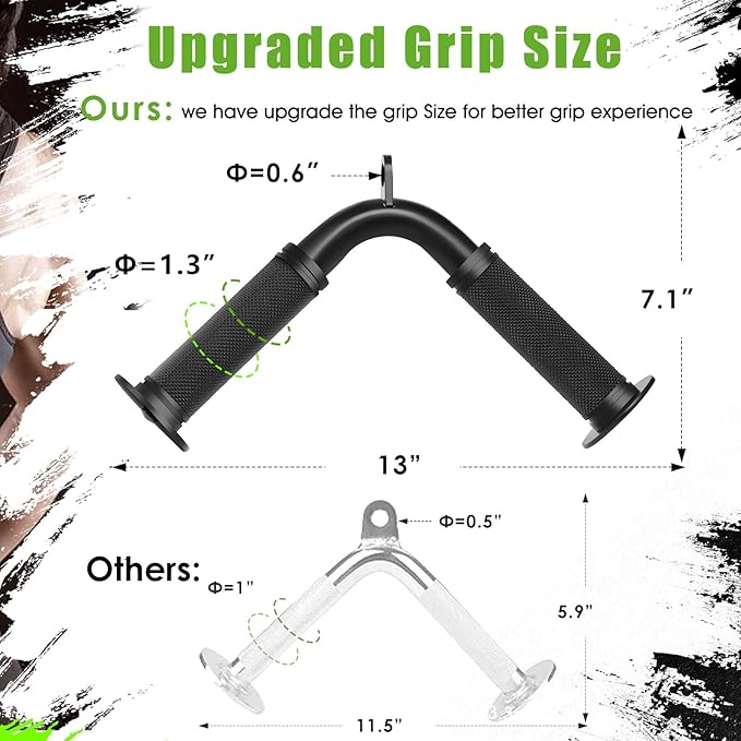 Tricep Pull Down Attachment,Bigger V Bar Attachment LAT Pulldown Attachments Cable Machine Accessories with Upgrated Grip for Home Gym Equipment