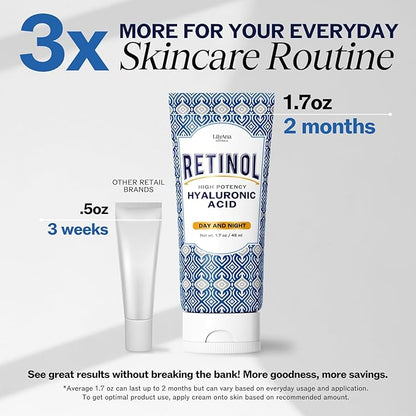 LilyAna Naturals Anti Aging Retinol Face Cream for Women – Wrinkle & Neck Cream for Firming, Retinol Moisturizer for Face with Hyaluronic Acid, Hydrating Night Cream for Fine Lines, Collagen Boost
