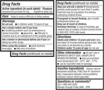 HealthA2Z® Sleep Aid | Doxylamine Succinate Tablets 25mg | 120 Counts (Pack of 1)