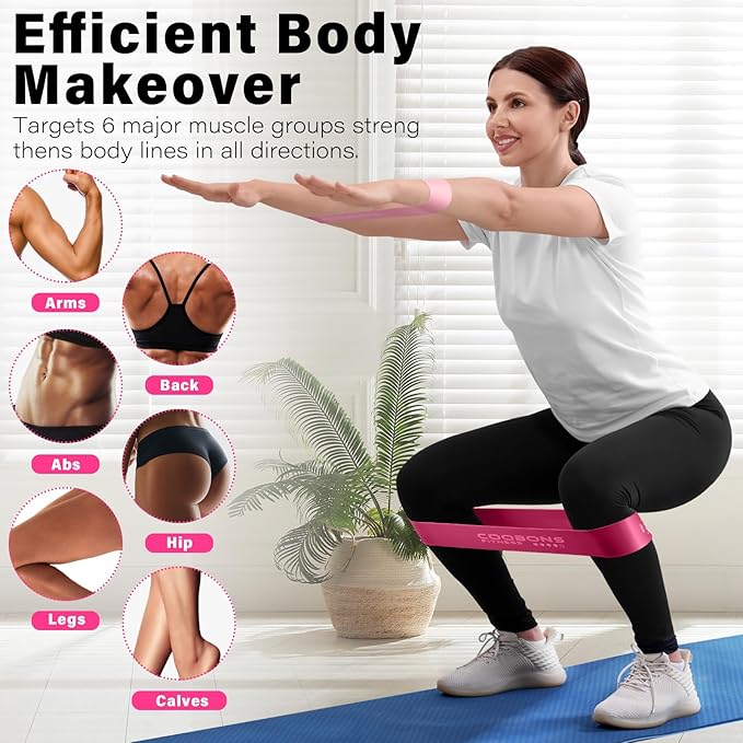 Resistance Bands for Working Out, Exercise Bands Resistance Bands Set with 5 Resistance Levels, Latex Loop Bands for Women Men, Workout Bands for Legs, Glutes, Strength Training, Yoga, Home Gym