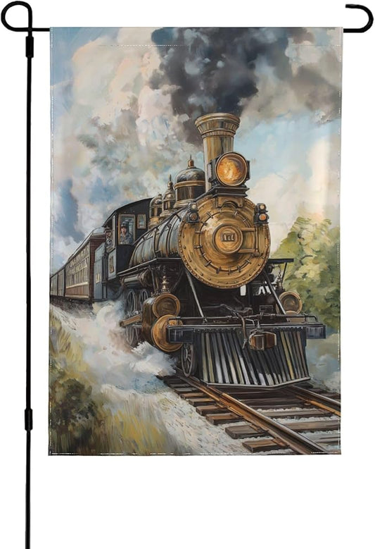 Train Garden Flag 12x18 In Double Sided Yard Flags Lawn Sign Decor No Flagstand