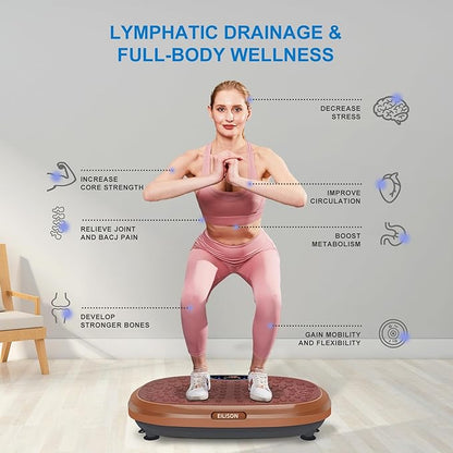 EILISON FitMax 3D XL Vibration Plate Exercise Machine - Whole Body Workout Vibration Platform w/Loop Bands - Lymphatic Drainage Machine for Weight Loss, Shaping, Wellness, Recovery