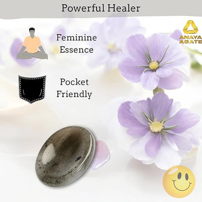 Iolite Worry Stones – Crystal Thumb Worry Stone for Anxiety, Stress – Relaxing and Soothing Balance Stones for Meditation, Stress Relief – Healing Stones and Crystals for Men and Women