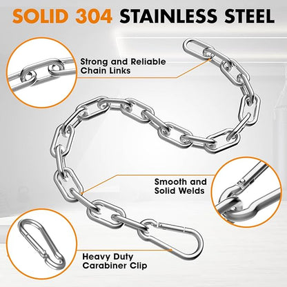 23.6" Gym Fitness Cable Extension Chain, 304 Stainless Steel Cable Machine Extension Accessory, Workout Chain for Home Gym Replacement, Weight Lifting, Triceps Exercise