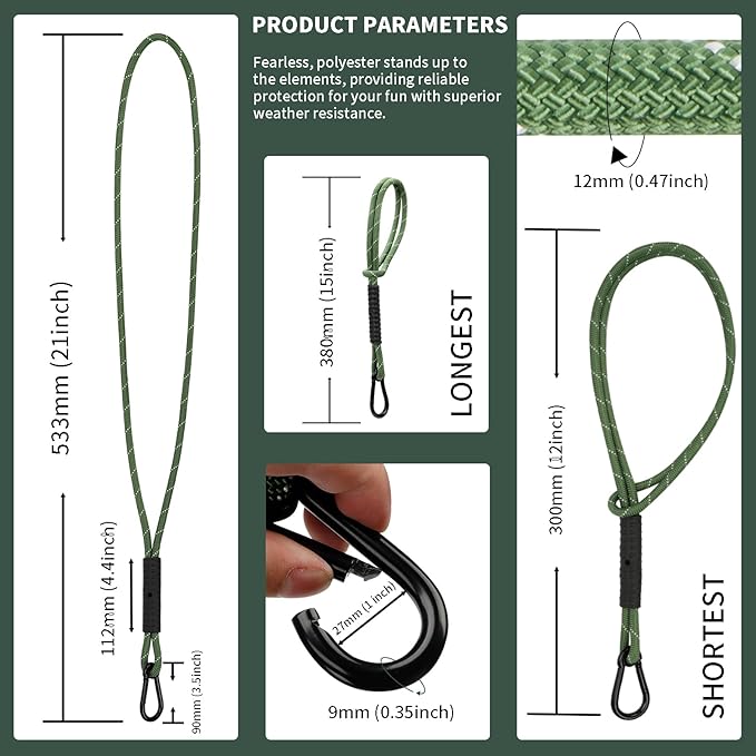 Heavy Duty Tree Swing Ropes, Hammock Tree Straps Hanging Kit, for Outdoor Swings Hammock Playground Set Accessories (1.75ft,21",Green,1Pack)