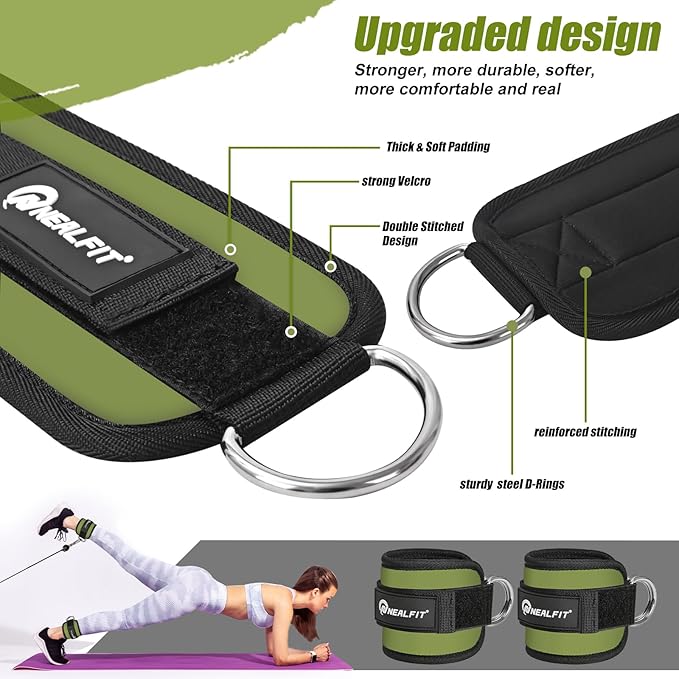 Ankle Strap for Cable Machine, Gym Ankle Cuff for Kickbacks, Leg Extensions, Glute Workouts, Booty Hip Abductors Exercise for Women and Men
