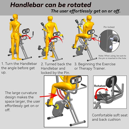 Folding Exercise Bike - Stationary Bikes for Home Use, Arms and Feet Workout, Foldable Indoor Cycling Machine - Magnetic with 8-Level Adjustable Resistance and 300 lbs Capacity