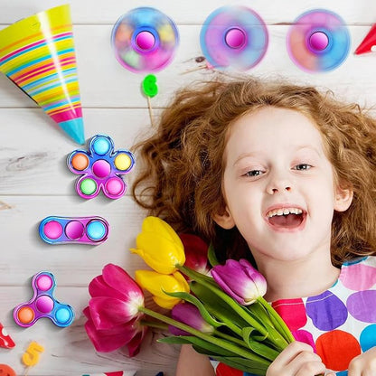 FIGROL 3 Pack Pop Fidget Spinners for Party Favors｜Hand Fidget Bulk Toys for Classroom Return Prizes｜Sensory Fidget Toys for Teens Boys Girls｜Brithday Gifts Prizes