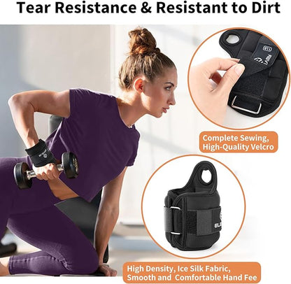 Wrist Weights with Thumb Loops Lock for Women & Men, 0.5lb*2/1lb*2/1.5lb*2/2lb*2/3lb*2,Premium Ice Silk Fabric,Comfortable & Tear Resistant for Walking,Running,Fitness and More