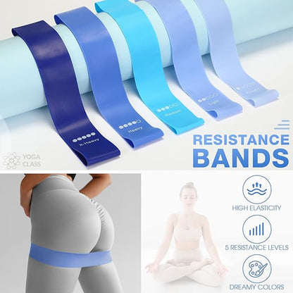 Set of 6 Style Pilates Home Equipment Set Pilates Essential Kit Workout Accessories 14 Magic Circle Mini Exercise Ball Yoga Strap Silicone Tension Strip Tension Band Sliding Plate