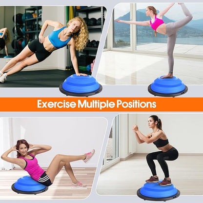 Foldable Balance Ball Trainer with Resistance Bands – Home Workout Equipment with Pump & Non-Slip Base – Core Strength Training Tool for Yoga, Pilates, Balance & Stability