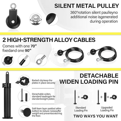 NIHAO Fitness LAT and Lift Pulley System, Cable Pulley Attachments for Biceps Curl, Triceps Pull Down, Forearm, Back, Shoulder Gym Equipment