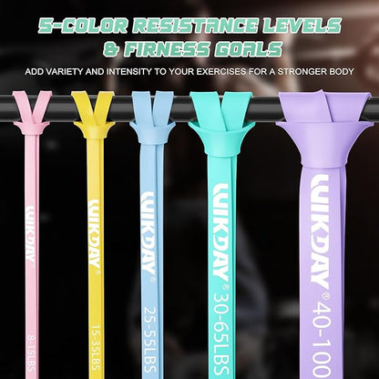 Resistance Bands, Pull Up Bands, Workout Bands for Exercise, Thick Heavy Resistance Band Set with Door Anchor, Elastic Bands for Body Stretching, Crossfit Training at Home/Gym Men & Women Women