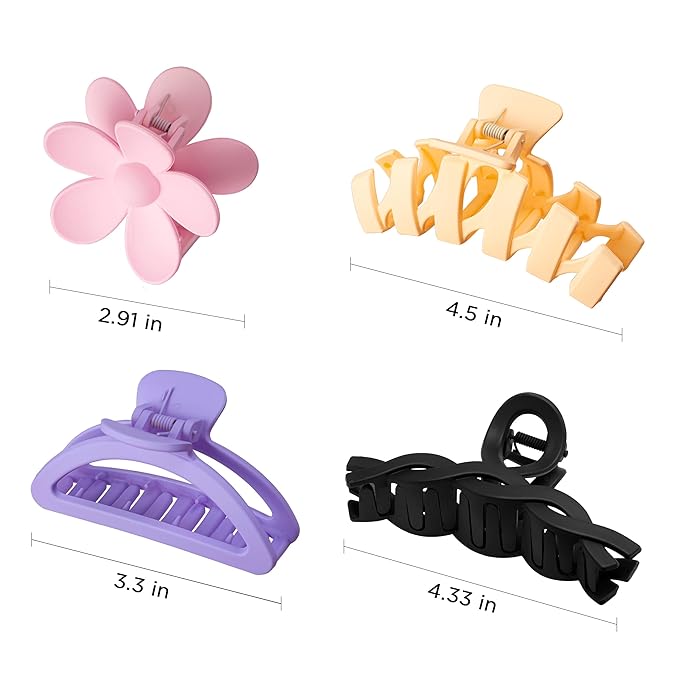 8PCS Hair Clips for Women, Flower Claw Clips for Thick Hair, Non-Slip Hair Accessories with Multi-Styles, Colorful Hair Claw Clips and Variety Pack, Ideal for Girls