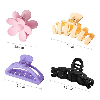 8PCS Hair Clips for Women, Flower Claw Clips for Thick Hair, Non-Slip Hair Accessories with Multi-Styles, Colorful Hair Claw Clips and Variety Pack, Ideal for Girls