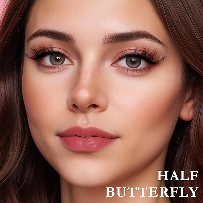 Half Lashes False Half Eyelashes Cateye Wispy Lash Natural Look 14 Pairs Fake Eyelash Strips 8-15mm 3D Fluffy Lashes Pack for Women