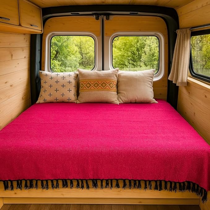 Open Road Goods Solid Color Mexican Yoga Blanket – Large Handwoven Throw for Yoga, Beach, Camping or Home – Soft and Durable Cotton Blend