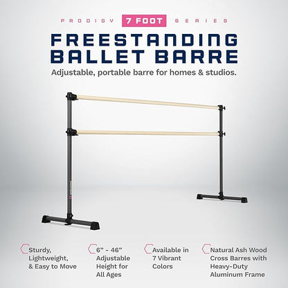 VITA Barre Portable Freestanding Double Ballet Barre, Prodigy, Wood | Adjustable Height, USA Made, Home or Gym Exercise Equipment for Kids & Adults | Dance, Fitness, Pilates