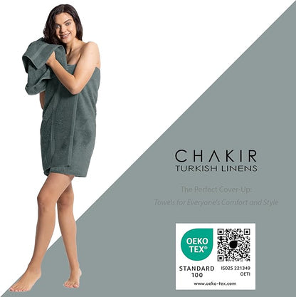 Chakir Turkish Linens | Hotel & Spa Quality 100% Cotton Premium Turkish Towels | Soft & Absorbent (4-Piece Washcloths, Dark Gray)