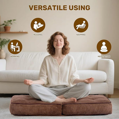 HollyHOME Adjustable Floor Chair with 6 Positions, Folding Lazy Sofa Recliner with Back Support, Thick Sponge Cushion and Portable Handle, Comfy Gaming Meditation Chair for Dorm, Bedroom, Coffee