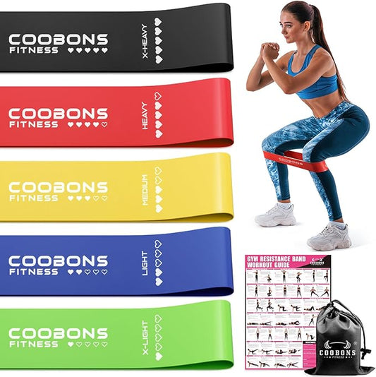 Resistance Bands for Working Out, Exercise Bands Resistance Bands Set with 5 Resistance Levels, Latex Loop Bands for Women Men, Workout Bands for Legs, Glutes, Strength Training, Yoga, Home Gym