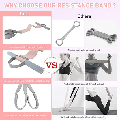 Fabric Resistance Band with Handles, 120LB Fitness Resistance Bands for Women, Beginner-Friendly Yoga Training Equipment, Full-Body Exercise Band for Chest, Glutes, Legs & Core Muscles