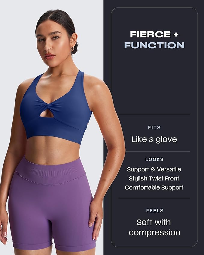 Aoxjox Women's Workout Sports Bras Twist Front Fitness Training Gym Bra Yoga Crop Lola Tank