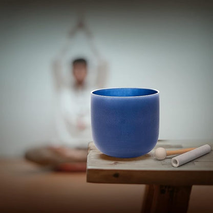 ALIOTH 7" Indigo A Note Crystal Singing Bowl Third Eye Chakra Sound Therapy with Suede Mallet