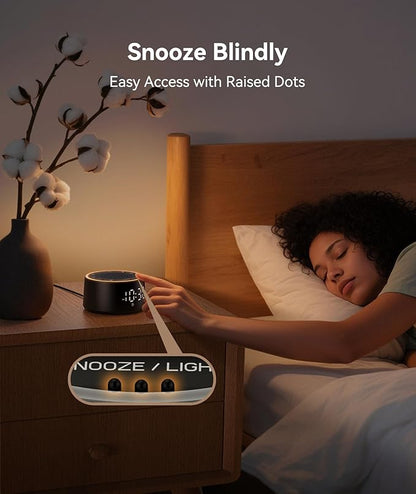 Dreamegg Sound Machine for Sleep - D1 Nova White Noise Sound Machine for Baby Adult with Alarm Clock, Soothing Sounds, Dimmable, White Noise Alarm Clocks for Bedrooms Heavy Sleepers Travel, Black