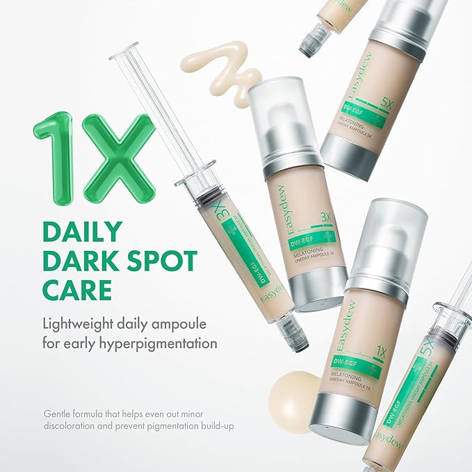 Easydew DW-EGF Melatoning Ampoule 1X - Hydrating Dark Spot Serum with Niacinamide & Glutathione for Uneven Skin - Fast Absorbing Day & Night Ampoule Korean Skin Care (Pump 0.27 fl oz, EGF 1X)