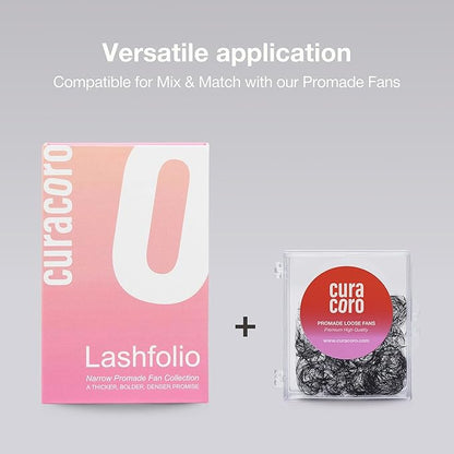 Curacoro LashFolio Narrow Promade Fans, Handmade Volume Eyelashes, 5D~10D, C CC D Curl, Thickness 0.03~0.07mm, 8-15mm Length, Professional Long-Lasting Promade Lash Fans (12D-0.03 CC, 8mm-11mm)