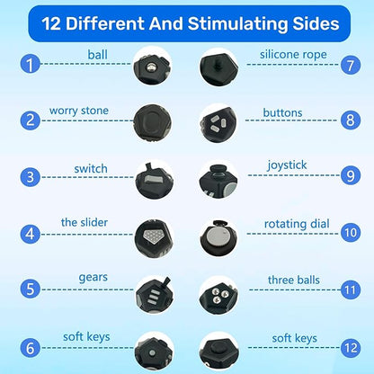 Hand-Held Fidget Dodecagon, 12-Side Fidget Toys Cube for Stress & Anxiety Relief, Pocket-Sized Sensory Toy for Adults, Kids with Autism to Improve Focus, Audible Silent Switchable Blocks