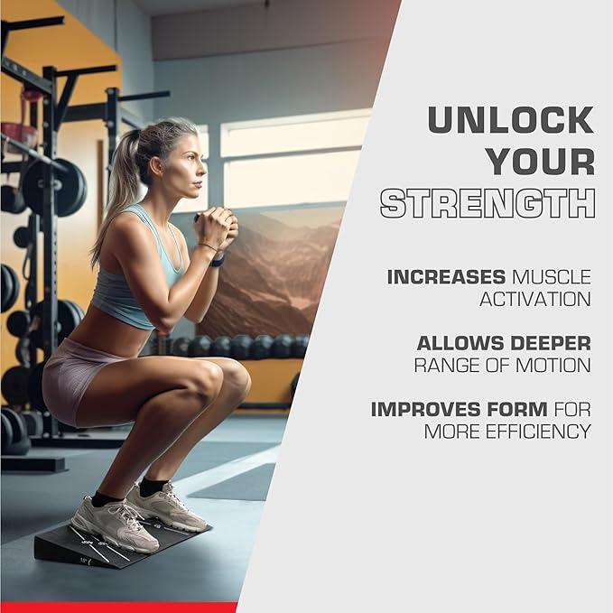 Squat Wedge Block - Squat Weight Lifting Wedges for Home Gym or Personal Trainers - Adjustable Angle Ramp Blocks for Heel Elevated Squatting Workout - Calf Raise Platform Board