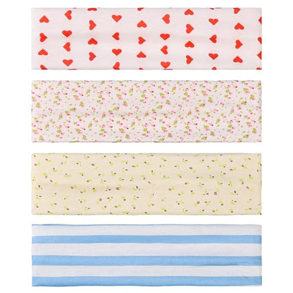 9 Pack Floral Headbands for Women Non Slip - Elastic Cotton Fabric - Sweat Absorption - Soft Cloth Cute Hair Bands for Women's Hair, Stretchy Sports Headbands for Workout Yoga Gym - H