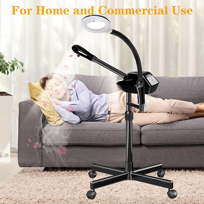 Professional Facial Steamer, 2 in 1 Ozone Facial Steamer with 5X Magnifying Lamp, face Steamer Professional, Suitable for Home Use or Beauty Spa Deep Cleansing and Hydration