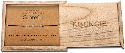 KGBNCIE Morse Code Bracelet for Women Sterling Silver Beads on Silk Cord Secret Message Fuck Friendship Inspirational Encouragement Bracelet Gift for Her