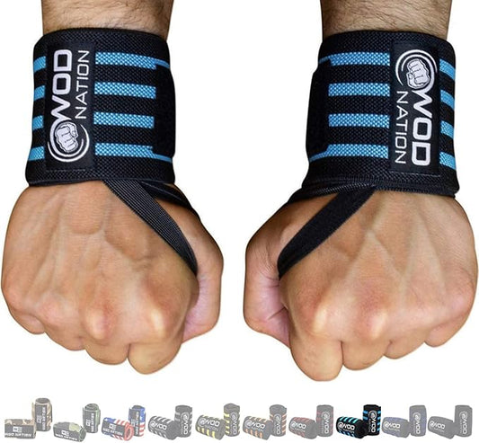 WOD Nation Wrist Wraps for Weightlifting & Strength Training – Professional Gym Straps w/Thumb Loop for Men & Women