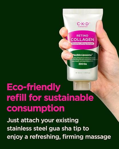 CKD Retino Collagen Gua Sha Face Serum [Refill] - Lifting Serum for Firming, Tightening, Anti-Aging, and Hydrating. Stainless Steel Roller. Korean Skin Care. 1.35 fl oz