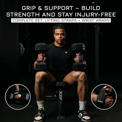 Breaking Limits Gym Straps Weight Lifting Wrist Wraps Bundle – Workout Lifting Straps for Deadlift – Wrist Straps for Weightlifting Men & Women - Muñequeras Para Gym
