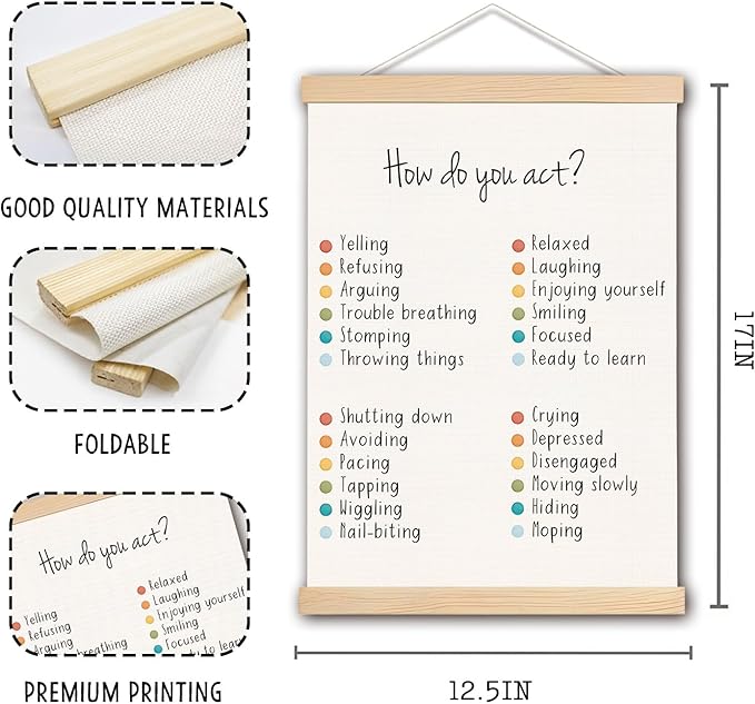 DNEULYR Mental Health Poster Hanger Frame for Classroom, Kids Room, School Counselor, Therapy Office Decor - Wall Art Banner, 12.5x17 Inch