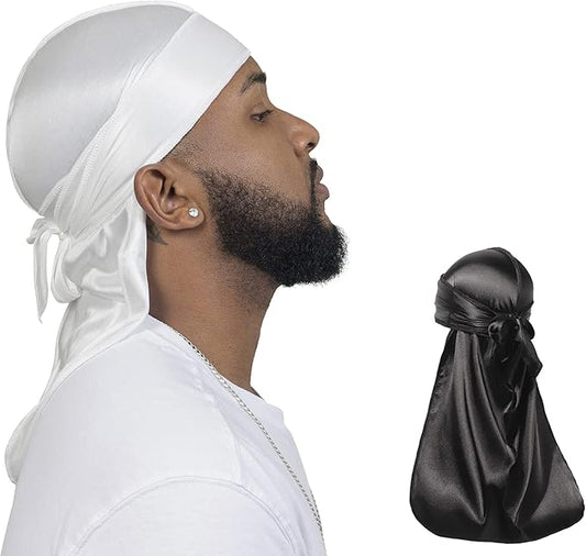ForceWave 2 Pieces Silky Durag Pack for Men Women Waves, Premium Satin Deluxe Du-rag