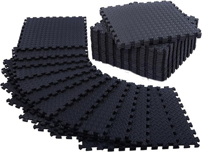 24 Pack - 1/2" Extra Thick Floor Exercise Mat for Home Gym Floor Padding for Kids - High-Density EVA Interlocking Foam Floor Tiles for Gym Equipment, Play Area, Yoga, Cardio, Weights, MMA