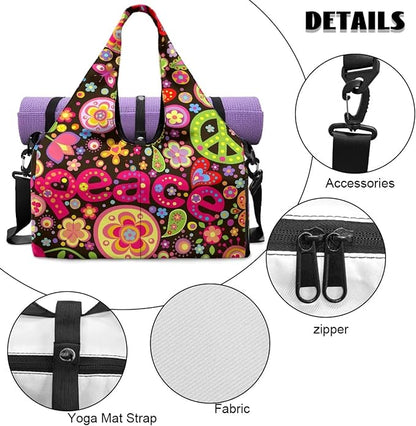 Yoga Mat Bag for Women Men Large Carryall Tote with Adjustable Shoulder Strap for Gym Yoga Travel Pilates Office